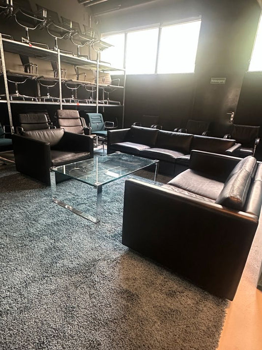 Pfister Sofa-Set 1-2-3er Leder Schwarz
