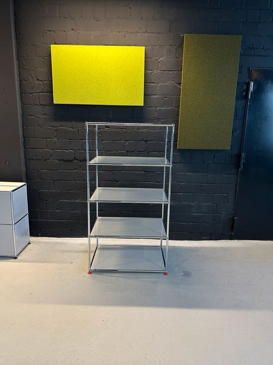 Highboard Lichtgrau, 4 offene Fächer, 77×145 cm