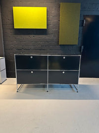 Sideboard Schwarz, 4 Klapptüren, 152×92 cm