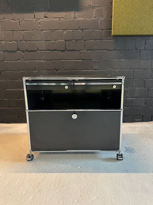 Doppelrollcontainer Schwarz, 2 Schubladen + Auszug, 77×68 cm