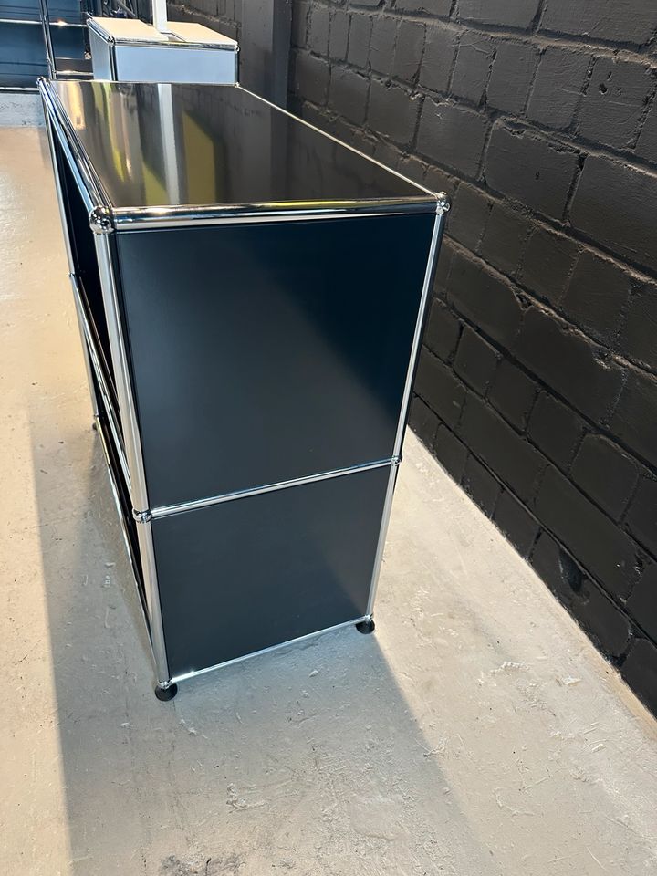 Sideboard Schwarz, 2 offene Fächer, 77×72 cm