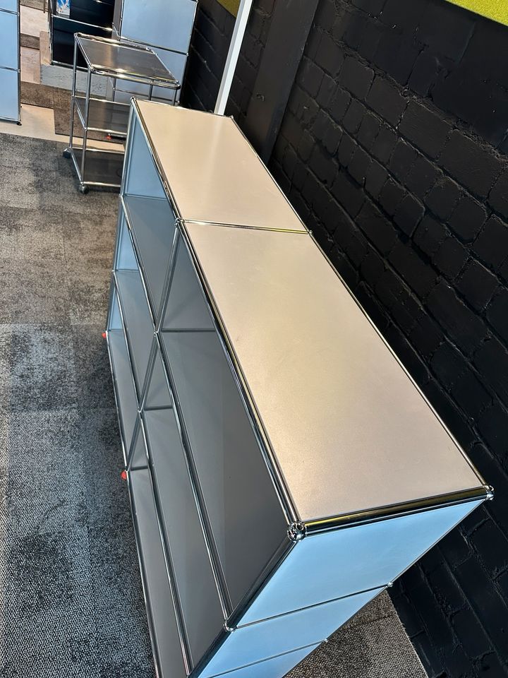 Sideboard Mattsilber, 6 offene Fächer, 152×109 cm