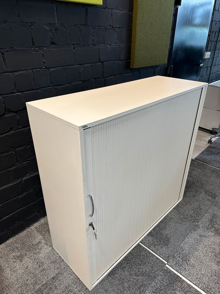 Sideboard Querrollladen Weiß, 120×112 cm, 3 OH