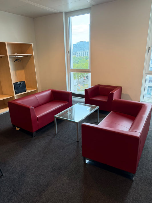 SMV Lounge-Set – Vierteilige Sitzgruppe in Rot inklusive Glastisch