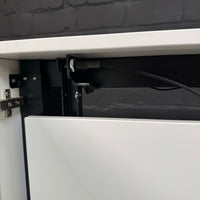 HomeFit Schreibtisch im Schrank, elektrisch höhenverstellbar, Weiß