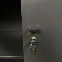 Sideboard abschließbar, Anthrazit mit Eiche-Dekor Deckplatte