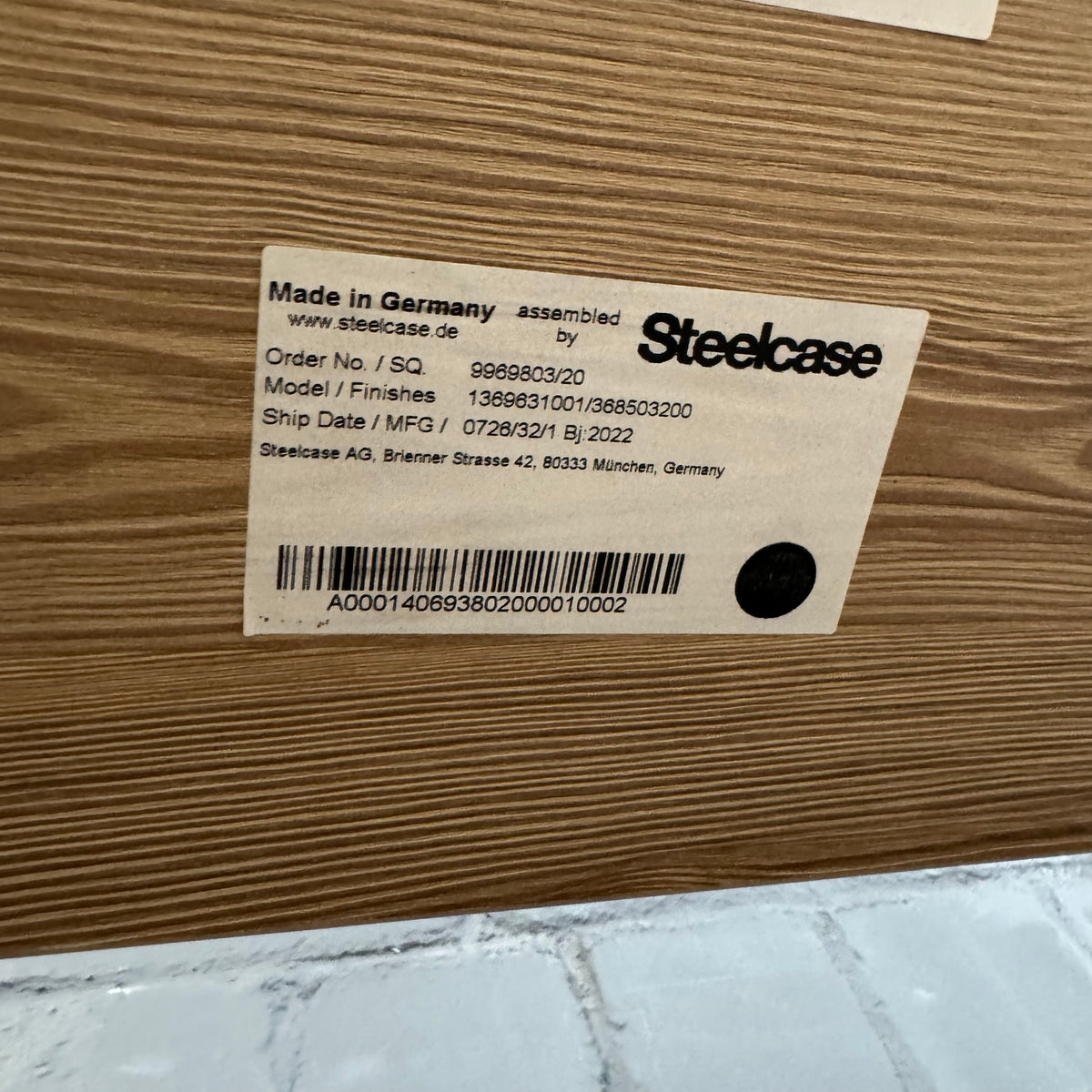 Steelcase Tisch auf Rollen, 120×60 cm, Kiefer-Dekor